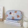 Pink Beige Bear Pattern Women Cosmetic Bag Cute Zipper Makeup Travel Organizer Female Handbag Toiletry Pouch for Girls