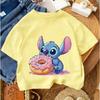 Cute Children Crew Neck Tee Stitch Popular Cartoon For Boys Girls Summer Casual Fashion Wear