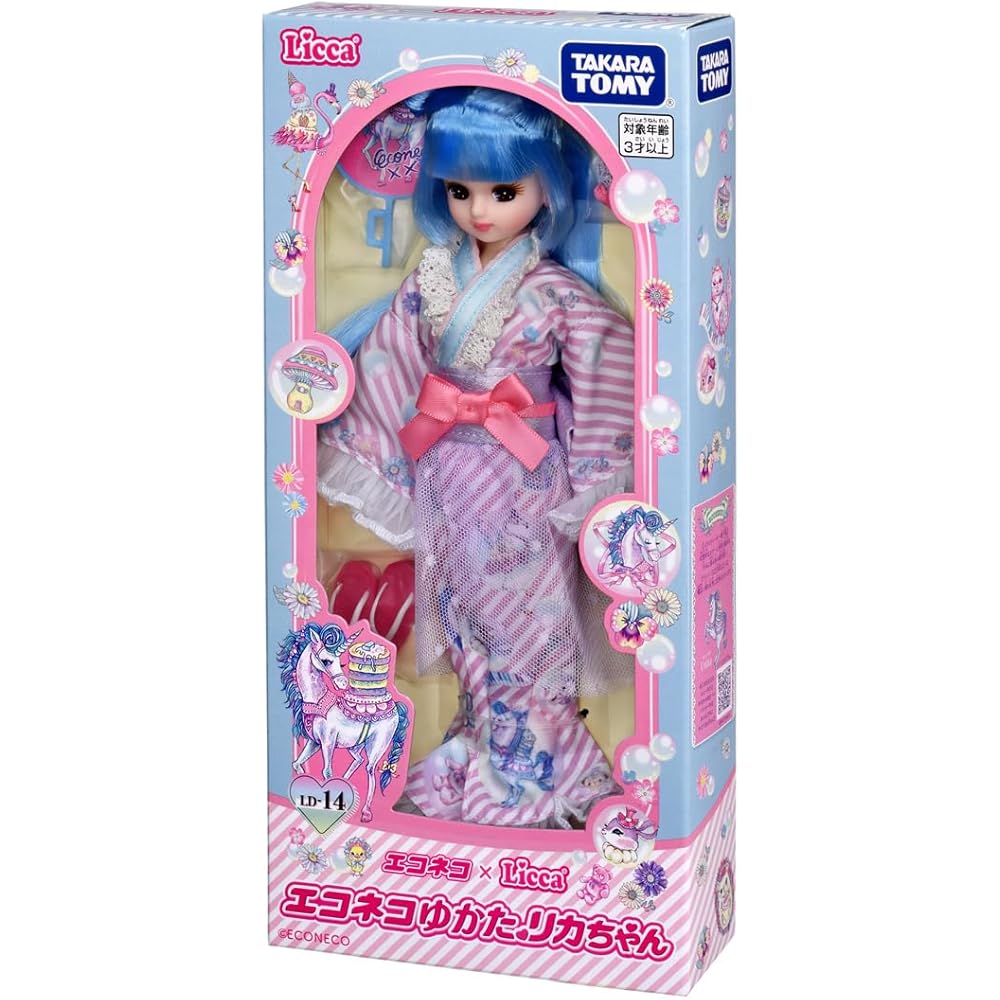 Takara Tomy Licca-chan Doll LD-14 Eco Cat Yukata Outfit Toy for Dress-Up Play Ages 3 and Up