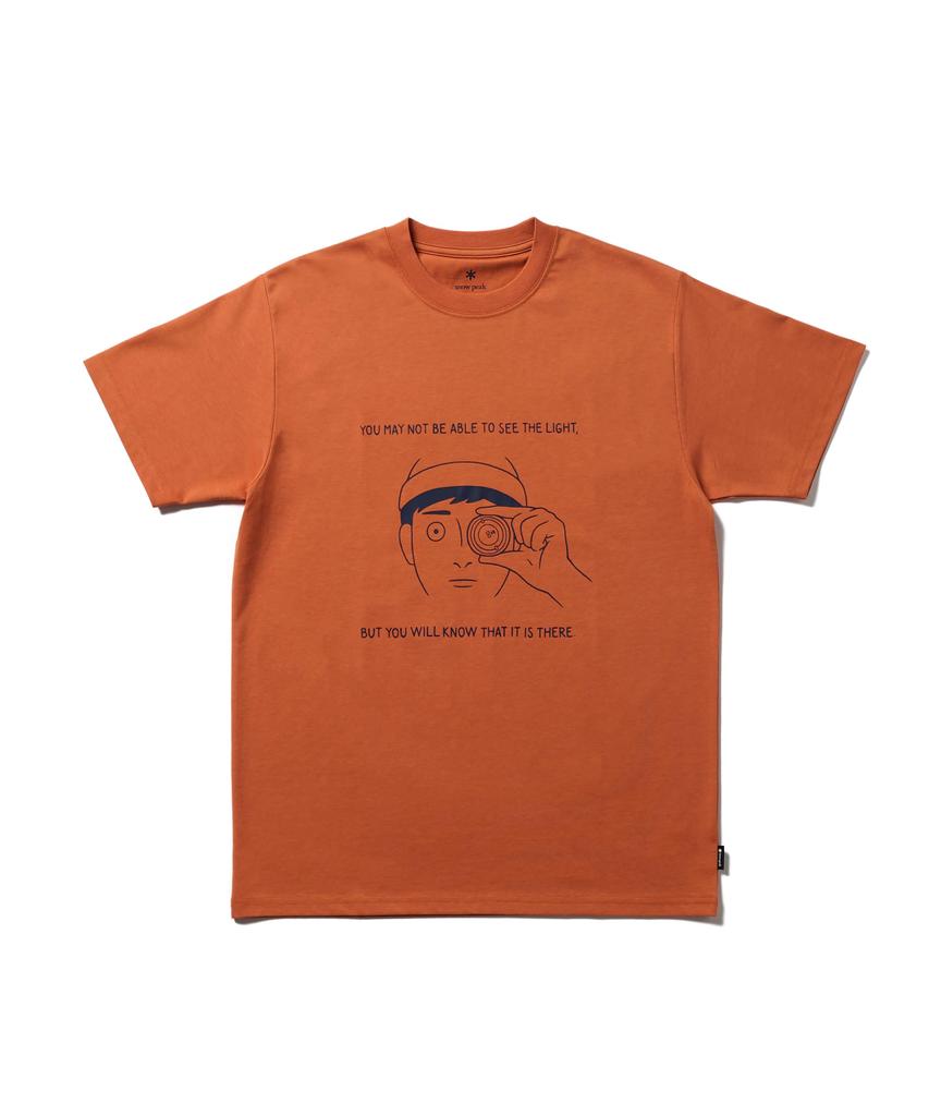 Snow Peak Lantern Eye T-Shirt, Size Small, Orange, TS-25SU103, Perfect for Festivals, Camping, and Outdoor Activities