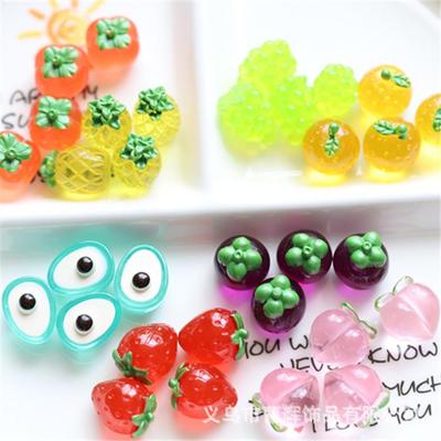 3D Transparent Fruit Resin Jewelry: Peach, Avocado & Strawberry Hair Tie Accessories for Kids