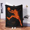 1pc Contemporary Basketball-Themed Flannel Throw Blanket, Cartoon Design, Quilted Knit Fabric, Digital Print, Multipurpose All-S