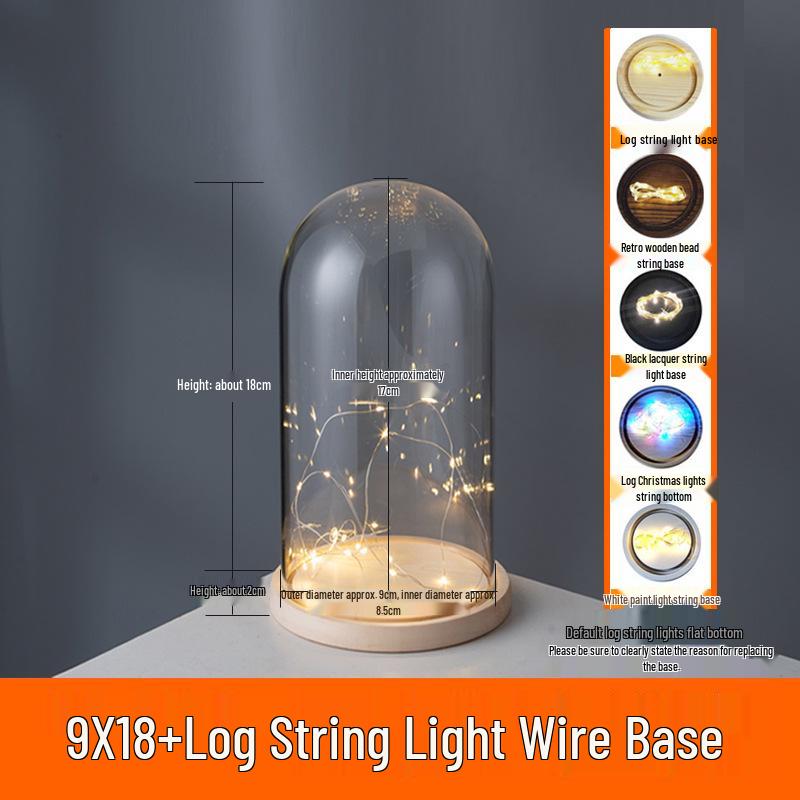 LED Sea Urchin Night Light with Preserved Flower in Glass Cover
