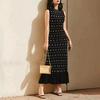 2025 Summer Korean V-neck Short-sleeve Knit Dress - Cinched Waist & Elegant Style