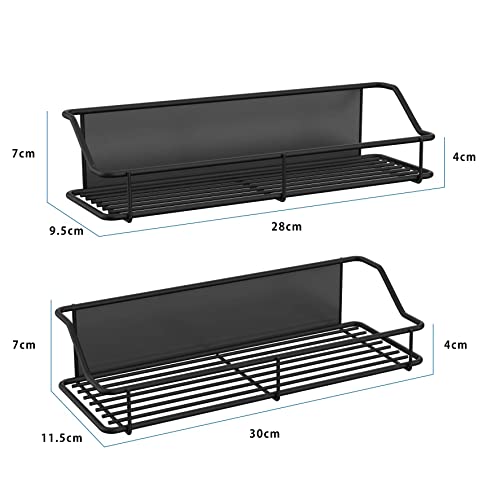 MENGMIANDAXIA Bathroom Rack, Bathroom Storage Rack, Washroom Rack, Bath Storage Rack, Condiment Rack, Kitchen Storage Rack - 2 Black Large (Magnetic)