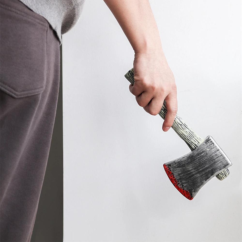 Realistic Fake Chainsaw Prop - Plastic Halloween Toy with Blood Effects, Creepy Prank Decor for Haunted House Parties