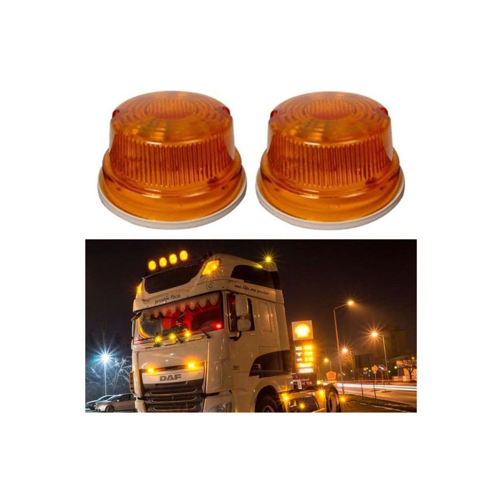 12V Volts Round Flashers Lights Universal Vehicle For Truck Tractor Bus,Iseki,Yanmar Lights Emergency Vehicle Flashers Amber| 2 Pieces