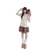 Hong Kong Style Women's Heart Polka Dot Long Sleeve Thermal Fleece T-shirt, Light Apricot Lace Patchwork, Autumn/Winter.