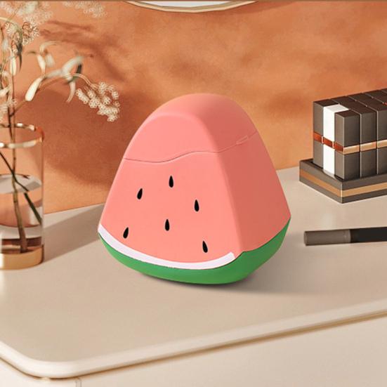 Desktop Trash Can Small Body Large Capacity Fruit Pattern Design Flip Cover Mini Waste Basket Home Decor