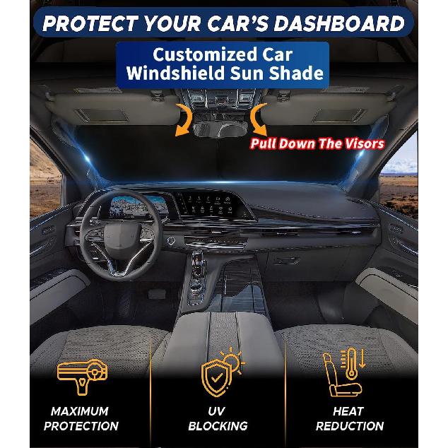 Custom-Fit for Volvo Windshield Sun Shade, Car Sunshade Cover UV Block Car Front Window with Foldable Sun Shade Cover Cool Protection Visor, Designed