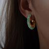 Natural Stone Earrings Stainless Steel Bohemia Hoop Earrings Vintage Aesthetic Multi Color Exquisite Zircon Women