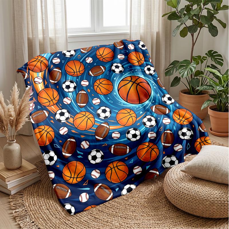 Sports Ball Fusion 4 Theme Blanket Lightweight Warm Flannel Blanket Decorative Throw Blanket for Home Decoration