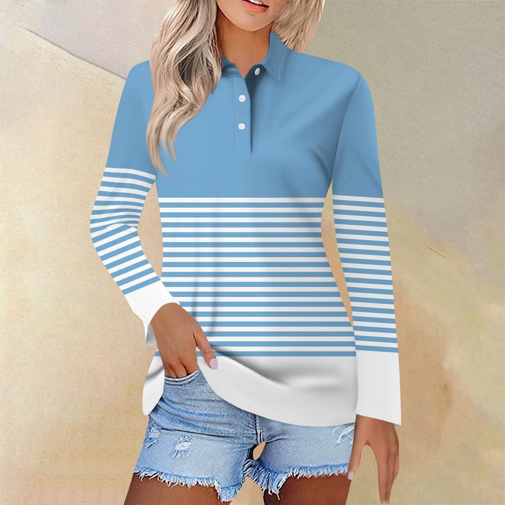 Women's Fashion Casual Lapel Short Long Sleeve Print Shirt Women's Button Up Tops