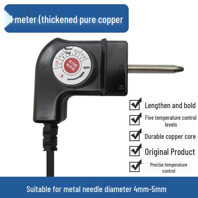 Universal Electric Wok Grill Pot with Thickened Pure Copper Temperature Control & Two-Hole Plug