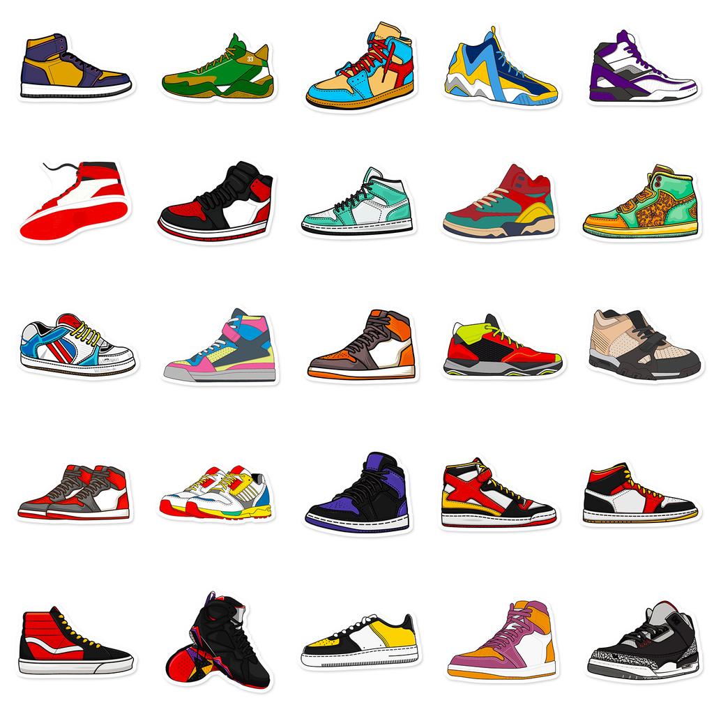 50 Sneaker-Aufkleber Trendige Coole Sneaker Graffiti-Aufkleber Skateboard Elektroauto