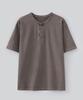 Pabeulega Pig-Dyed Henley Neck T-Shirt (Muddy Brown)