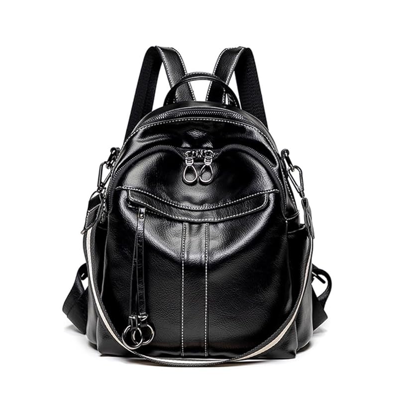 

[BUKESIYI] ladies backpack mini backpack pochette large capacity waterproof Rucksack Backpack for Women PU leather JP78242 black
