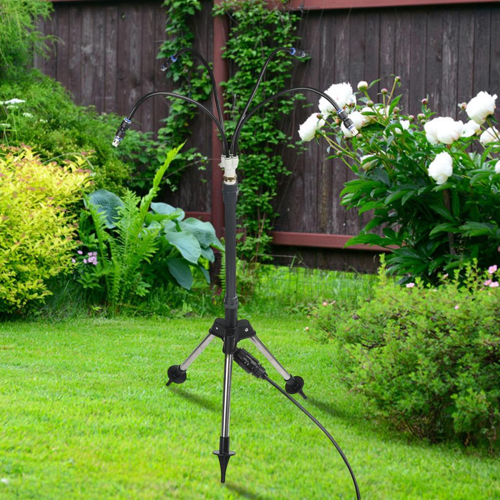 Adjustable Height Outdoor Misting System with 360 Degree Spray for Cooling For Patios Pools Gardens and Deck Areas