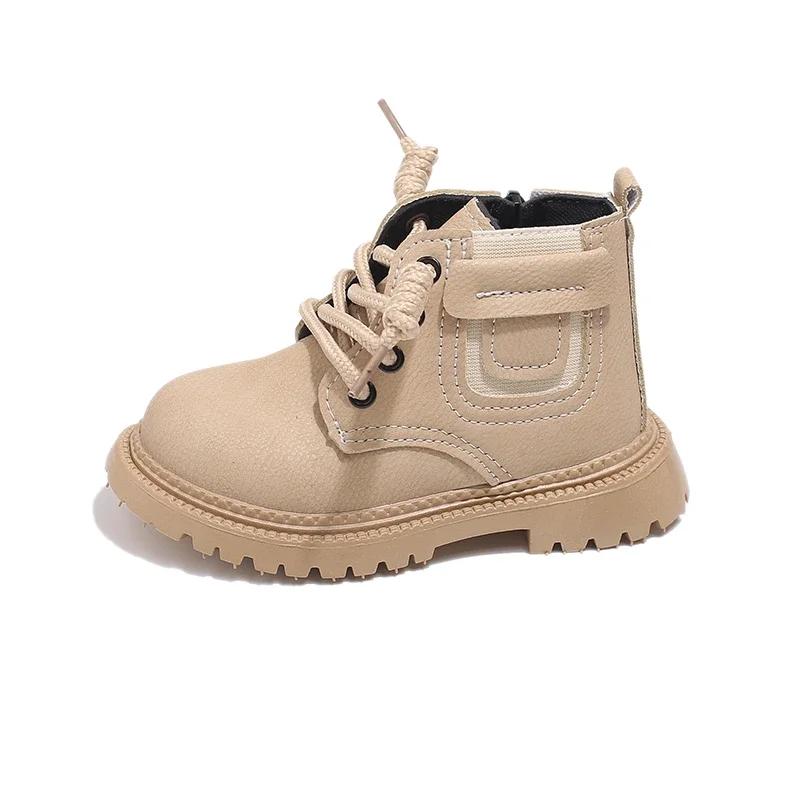Kinderstiefel für Jungen Mode Vielseitige Mädchen Causal Plateau Stiefeletten Frühling Herbst Neu Kinderschule Lederstiefel Reißverschluss