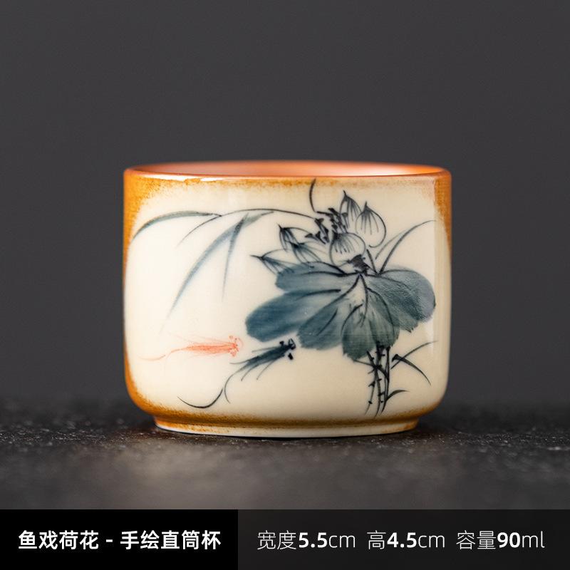 NEW Ceramic Hand-painted Tasting Wood-fired Glaze Small Bowl Special for Drinking Tea Single High-end Master Cup