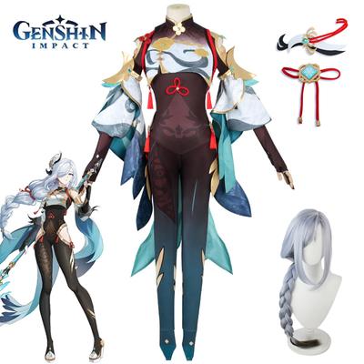 Shenhe Cosplay   Cosplay Costume Game Uniform Jumpsuits Cuff Accessories Full Set Halloween Party Costume for Women