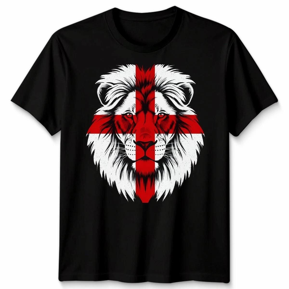 England Lion T-Shirt St George Cross Flag British Pride Mens Graphic Tee Black S разноцветный