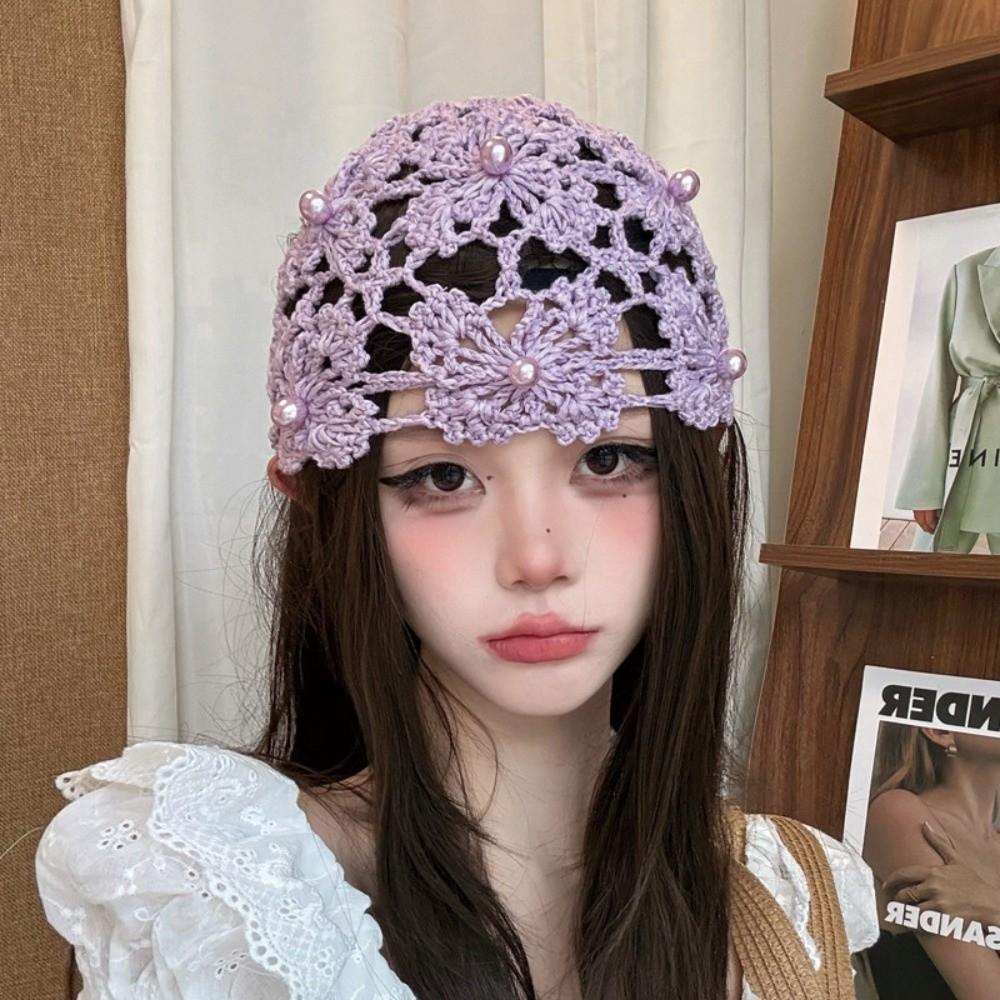 Breathable Pullover Cold Hat Hand-crocheted Beret Cap Fashion Knitted Beanie Cap  Women