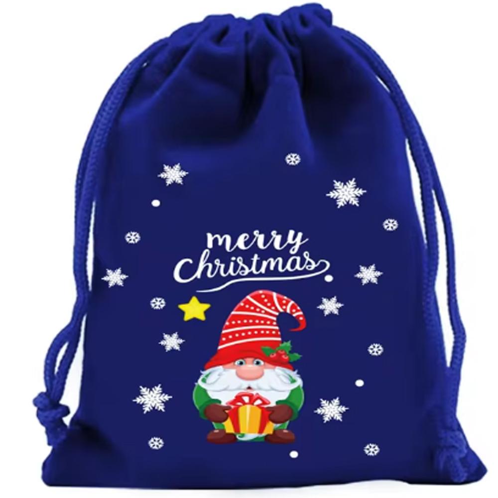 5Pcs Merry Christmas Velvet Bags Green/Red/Blue Drawstring Pouch Candy Gift Bag Jewelry Packaging Bags Xmas New Year Supplies