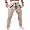 Winter Men Pants Drawstring Elastic Waist with Pockets Zipper Decor Joggers Loose Ankle-banded Solid Color Outdoor Trousers Pleated Sweatpants