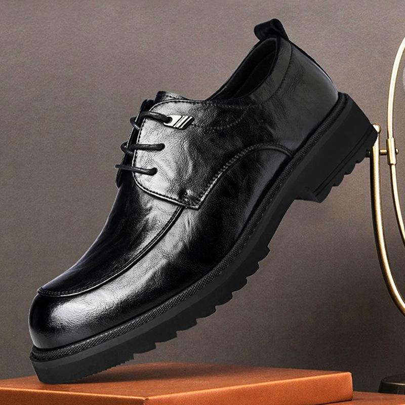 Fashion Spring Autumn New Designer Men's Dress Shoes Fashion Casual English Style Thick Soles Leather Platform Work Shoes Male