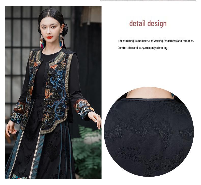 Ethnic Embroidered Chinese-Style Sleeveless Cardigan Vest
