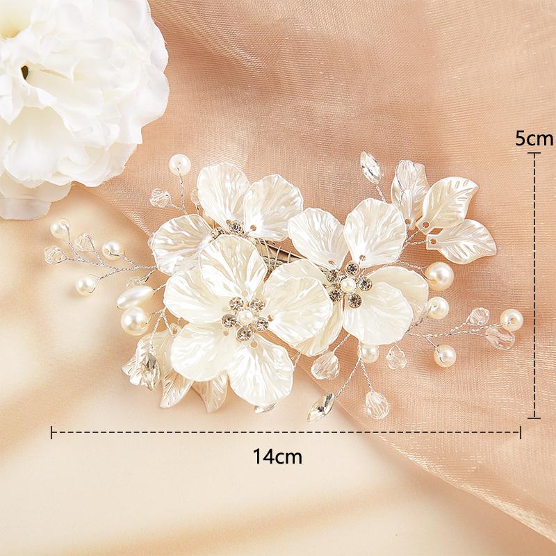 Bridal Crystal Pearl Flower Hair Clip Floral Barrette Hair Wedding Accessories