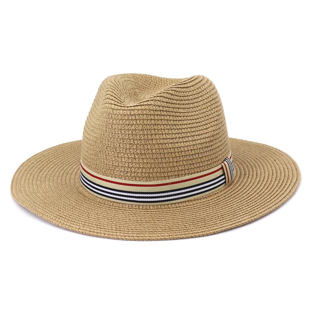 Women Wide Brim Sun Hats 2021 Spring Summer Fashion Panama UV Sun Protection Beach Straw Cap Men Outdoor Casual Jazz Cap