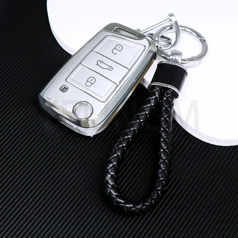 Car Tpu Key Case Cover For Vw Volkswagen Golf 7 Mk7 Tiguan Mk2 T-Roc T-Cross Skoda Octavia Kodiaq Karoq Seat Ateca Leon Fob