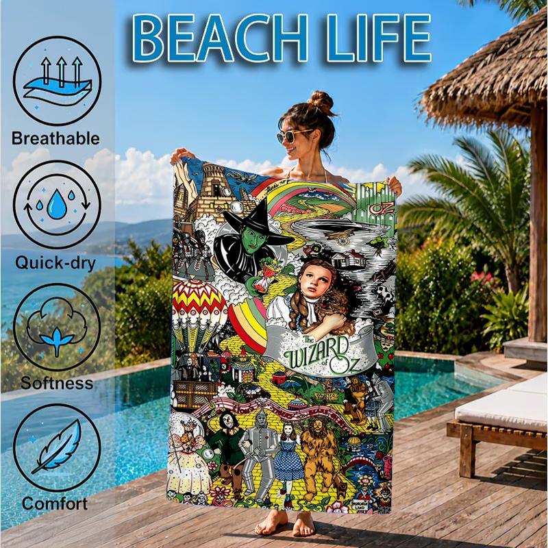 Wonderful Wizard Adventure Beach Towel, Microfiber Beach Towel, Perfect For Pool, Beach, Travel, Home Decor Beach Party Fan gifts