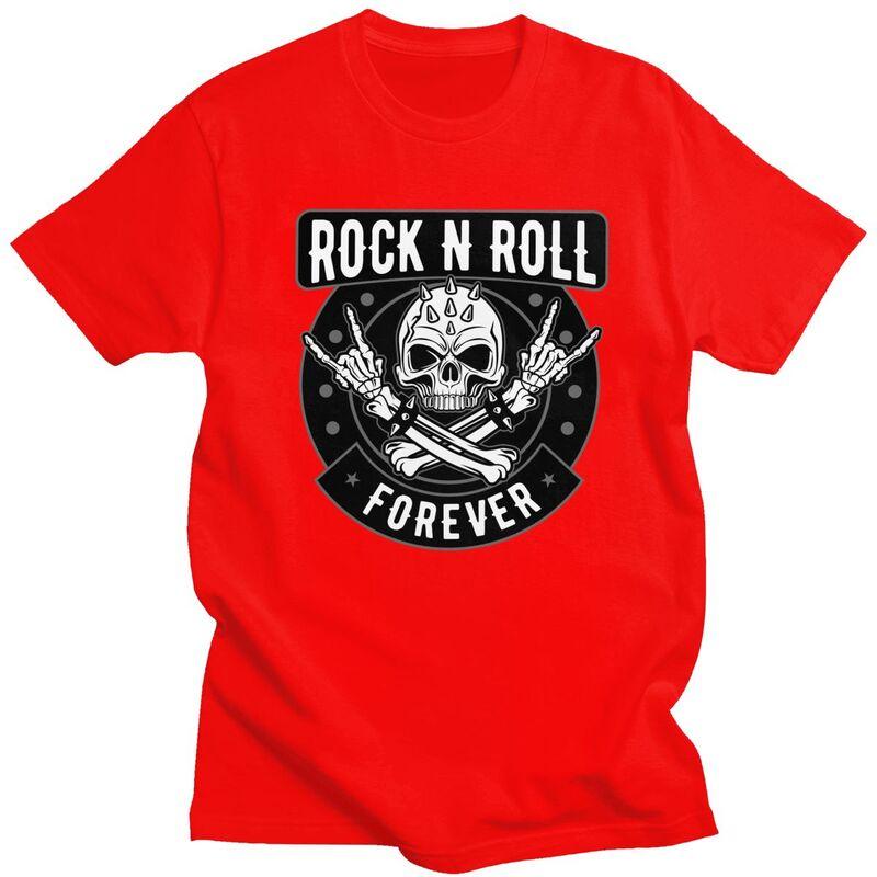 Custom Heavy Metal Rock N Roll Skull Tshirt for Men Short Sleeve T Shirt Cool Tshirts Slim Fit 100 Cotton Tee Gift