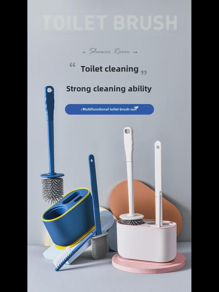 Pin Tu Long Handle Wall-Mounted Toilet Brush Set - No Dead Angle Bathroom & Gap Cleaning Brush