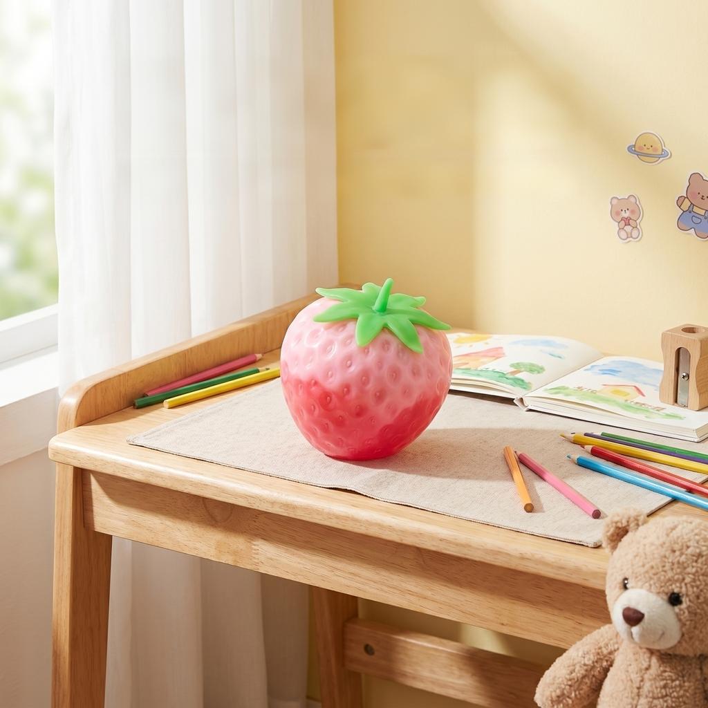 Light-sensitive Color-changing Giant Strawberry Squeezeable Toy, Creative Simulation Stress-relieving Children's Gift Toy