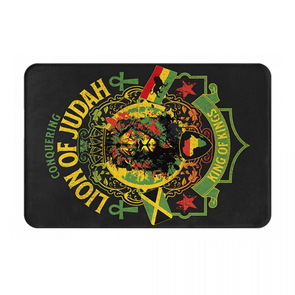 Leeuw van Juda Rasta Jamaicaans Reggae Antislip Deurmat Vloermat Duurzaam Tapijt Vloerkleed voor Keuken Entree Huis Balkon Voetmat Mat