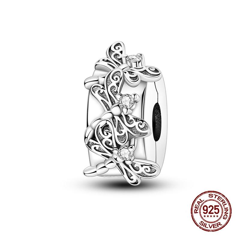 Compatible With 3MM Authentic Bracelets copper Colorful Dragonfly Flower Gem Butterfly Charm Bead Charms Bead Charms Fine Do It Yourself Jewellery Mak