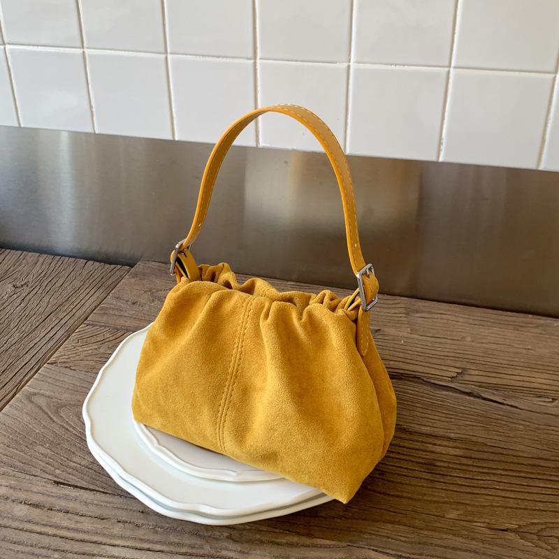 Borsa a Mano da Donna in Pelle Scamosciata Retrò Borsa Tote Piccola Pigra Elegante Pieghettata Borsa a Nuvola da Donna Borsa a Tracolla