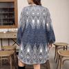 Plus Size Women's Retro V-Neck Long Sleeve Dress, Perfect for Parties and Daily Wear
