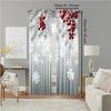 Set Of 2 Christmas Snowflake Red Berry Print Polyester Material Window Curtains Design Easy Hanging Perfect Curtain Made With Rod Pocket