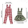 Weihnachtspuppe Dekoration Kleidung Jacquard Karomuster Latzhose Rock Puppenhaus Zubehör