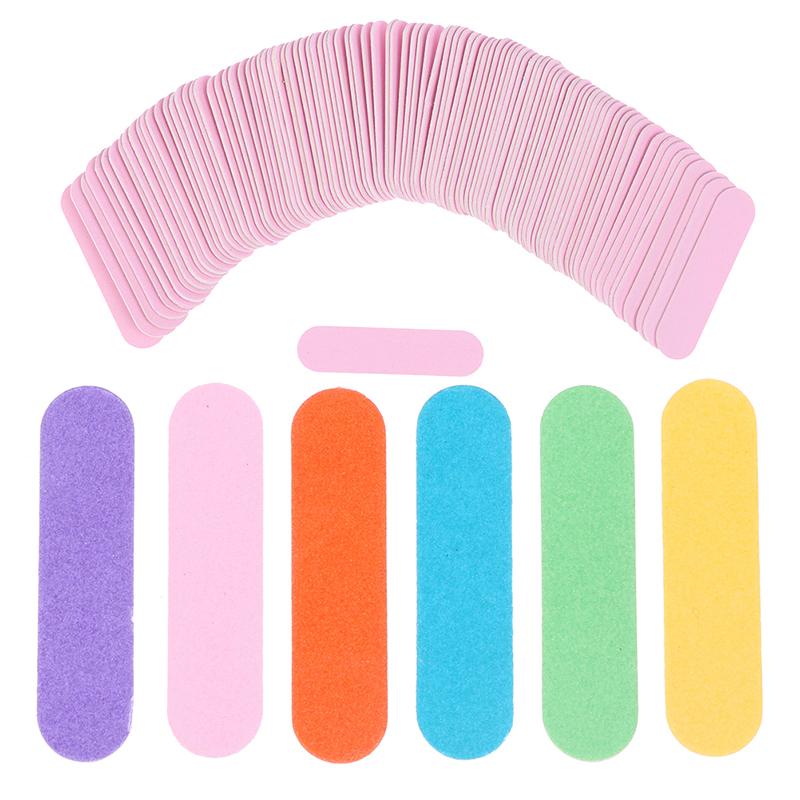 100Pcs/Lot 6Cm Mini Nail Files Art Tools Artificial Sander Paper Buffers Disposable Cuticle Remover Buffers Slim Crescent Grit