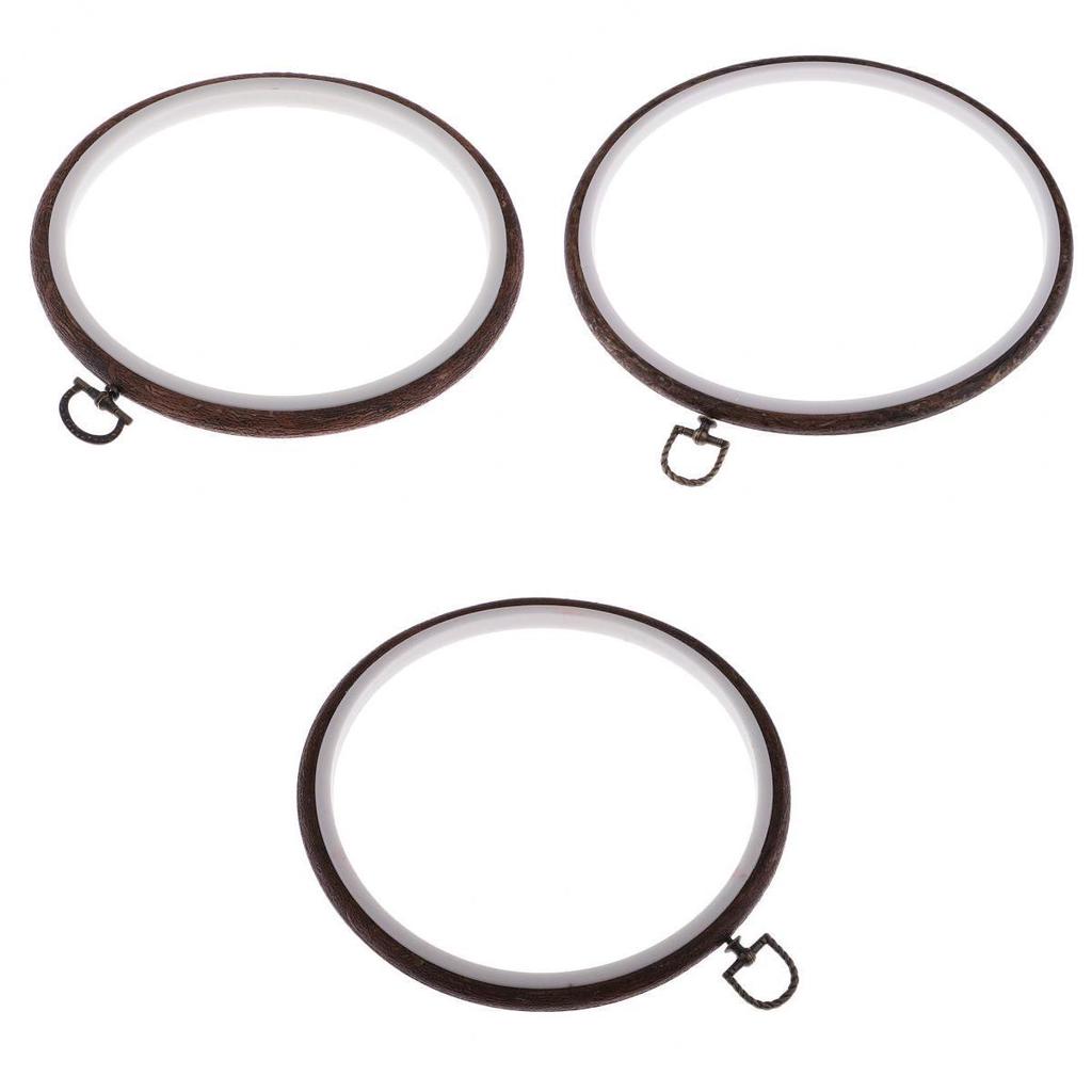 3Pcs Wood Embroidery Hoop Ring Stitch Circle Sewing Craft Tools