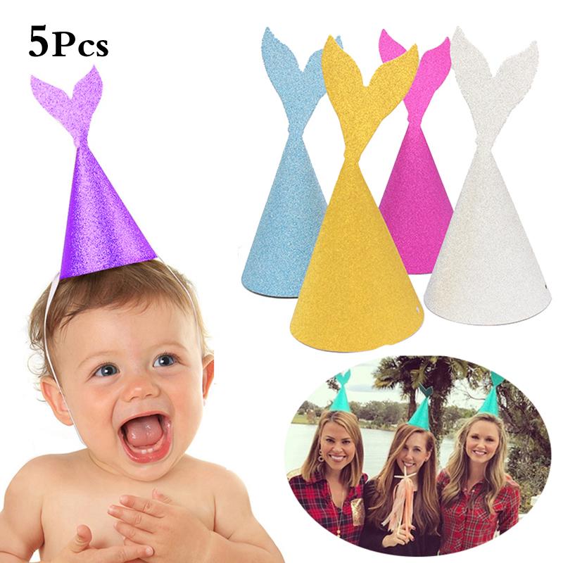 Buy 5Pcs Charm Mermaid Paper Hat Baby Shower Birthday Decor Princess
