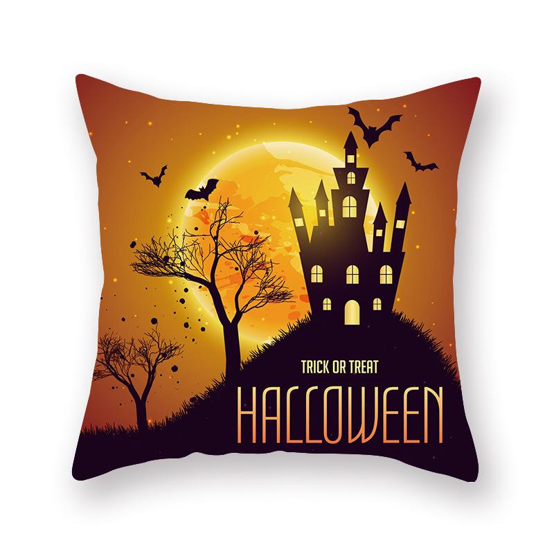 Halloween Pillow Cover Cartoon Pumpkin Head New Peach Skin Cushion Cover Sofa Cushion