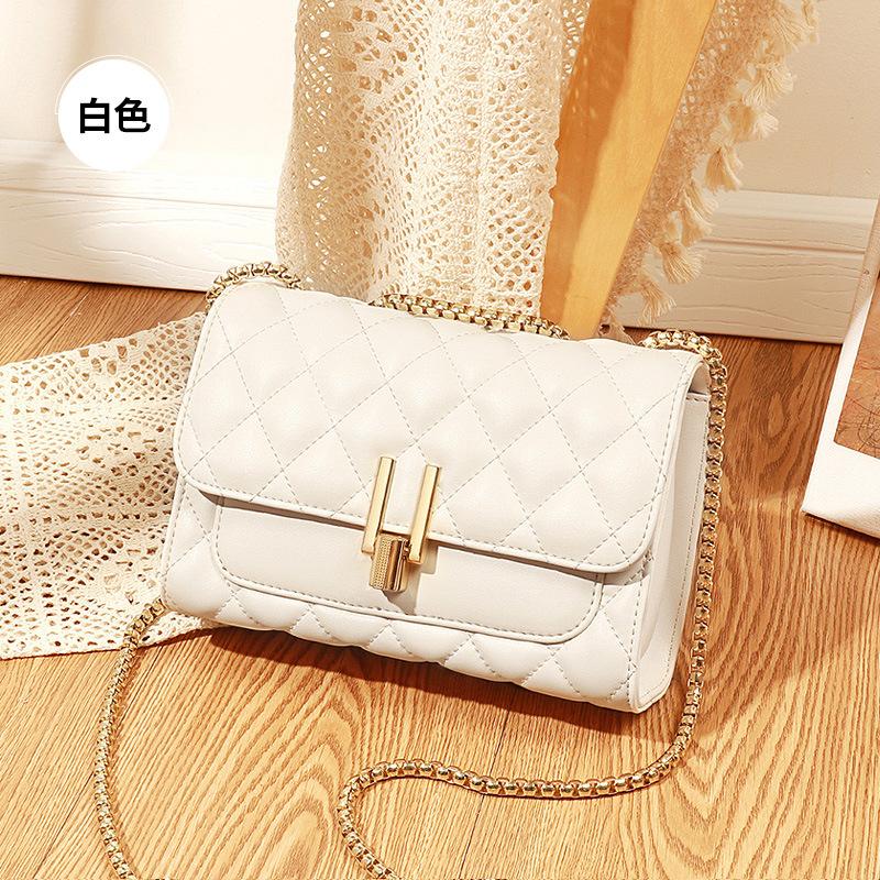 New Genuine Leather Women s Bag Diamond Grid Chain Bag Trendy and Fashionable Women s Single Shoulder Diagonal Cross Bag
