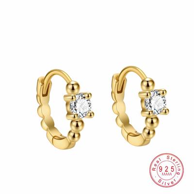 925 Sterling Silver Geometric Circle Earrings with Zircon Hypoallergenic Earrings Dainty Trendy Jewelry Gift